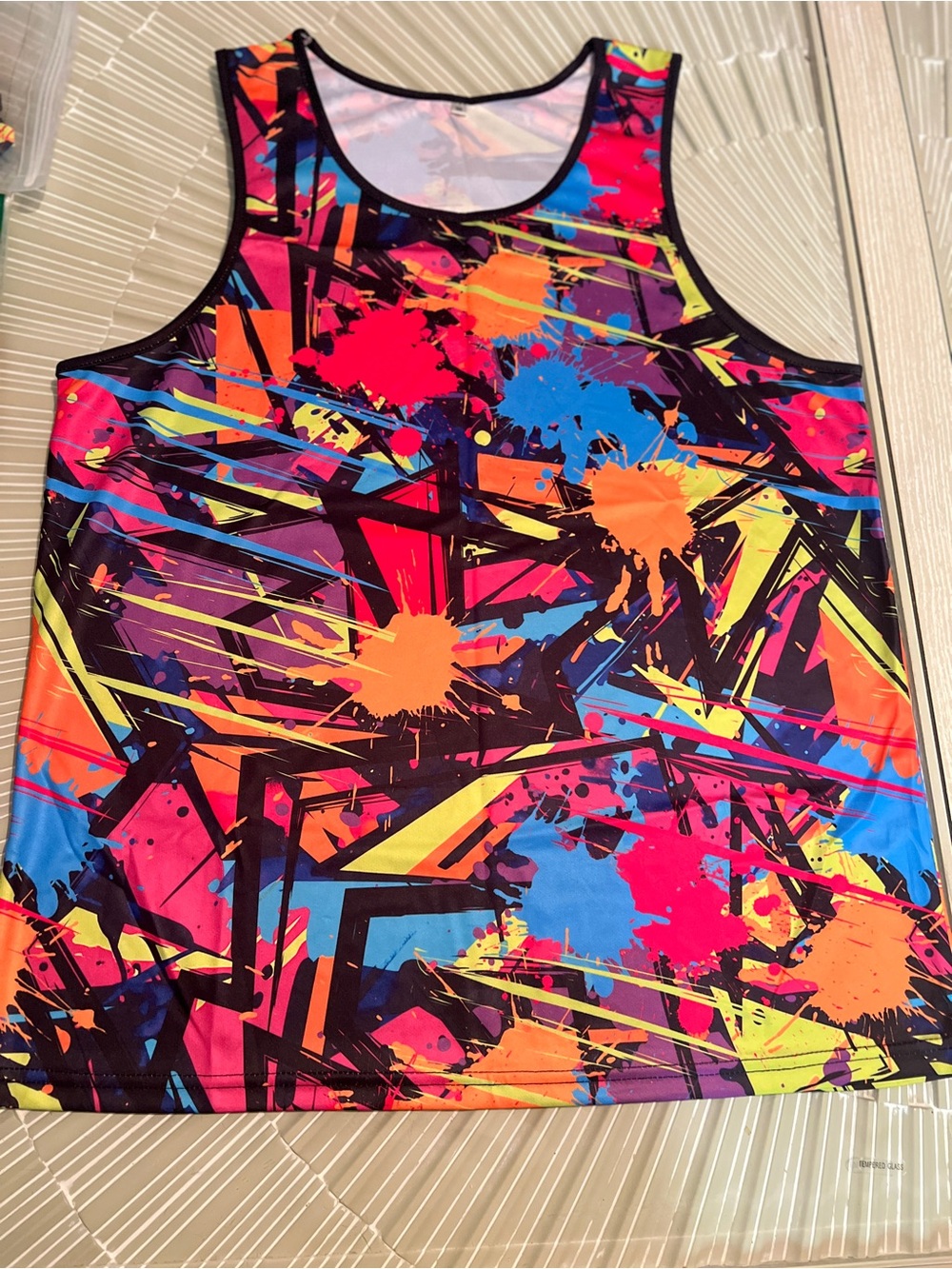 Men's Neon Splash Graphic Tank Top - Multicolor